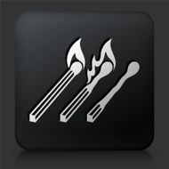 Black Square Button with Matches Icon