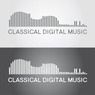 Classical digital music symbol Grey background Vector