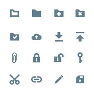 solid grey various file actions icons set