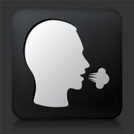 Black Square Button with Cough Icon