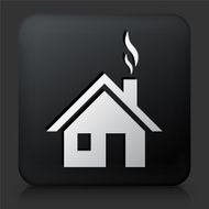 Black Square Button with House Icon