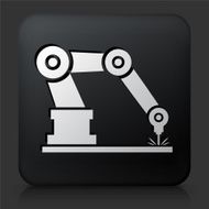 Black Square Button with Construction Icon