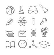 Education linear flat icons set N2