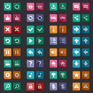 Flat style game icons buttons icons interface