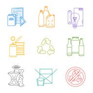 colored groups outline various garbage separate collection