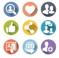 Set of 9 social network flat icons