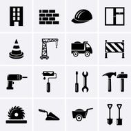 Building construction and tools icons