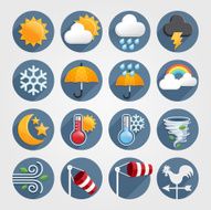 Weather flat icons color set