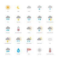 Weather colored icons on white background