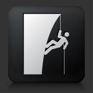 Black Square Button with Mountain Climbing Icon