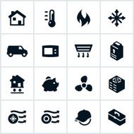 Black Heating and Cooling Icons