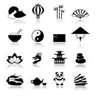 China icons set black N2