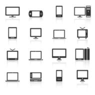 Black and white electronic icons
