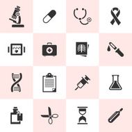 Set of black vector medical icons N2