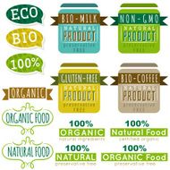 set of natural organic product labels and emblems vector