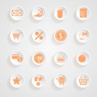button shadows Shopping Icon Set