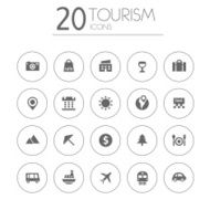 Simple thin tourism icons collection on white background N2