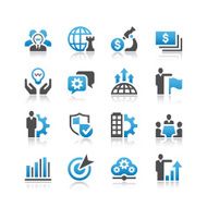 Black and blue vector business concept icons
