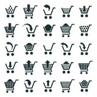 Shopping cart icons isolated on white background vector set