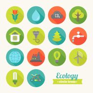 Set of round flat ecological icons