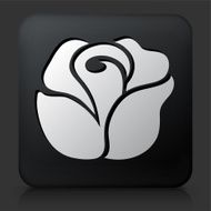 Black Square Button with Rose Icon
