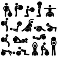 Gym Fitness Ball Training Exercise Workout Pictogram