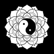Lotus mandala with yin and yang