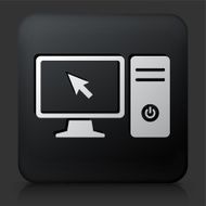 Black Square Button with Computer Desktop Icon