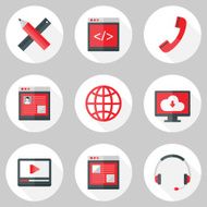 Website flat icons with long shadows