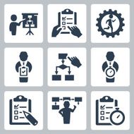 Planning and business strategy vector icons set