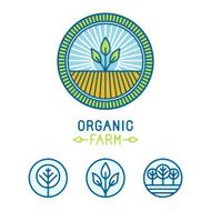 Vector agriculture and organic farm line logos