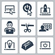 Start-up and internet business vector icons set
