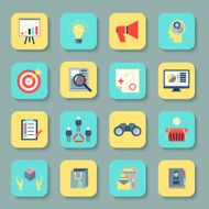 Marketers flat icons set