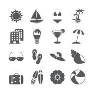 summer beach icon set vector eps10 N2