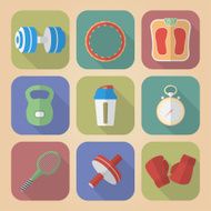 Set of Fitnes Icons Modern flat style