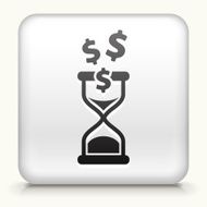 White Square Button with Time is Money Icon