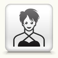 White Square Button with Female Face Icon