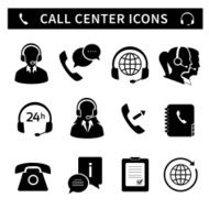 Call center service icons set N2