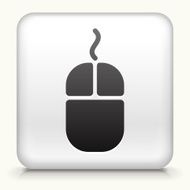 White Square Button with Computer Mouse Icon