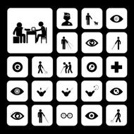 blind man and hospital icon