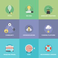 Crowdsourcing and funding money flat icons N2