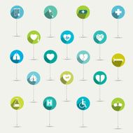 Simply minimalistic flat hospital and medical symbol icon set
