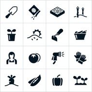 Black Vegetable Garden Icons