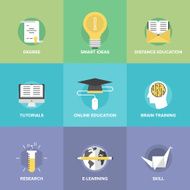 Online education flat icons set N2