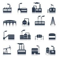 Industrial building icons black