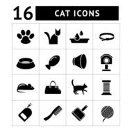Set icons of cats and cat accessories