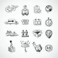 Logistic Hand Drawn Icons Set N2