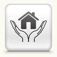 Square Button with Holding Real Estate interface icon