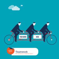 Businessmen on tandem bike with empty space to put words N2