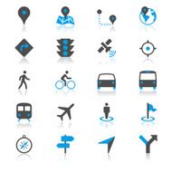 Navigation flat with reflection icons